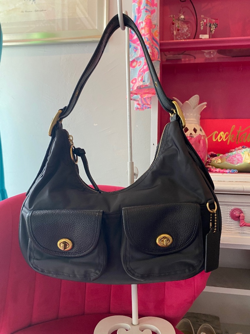 Coach nylon cargo hobo purse